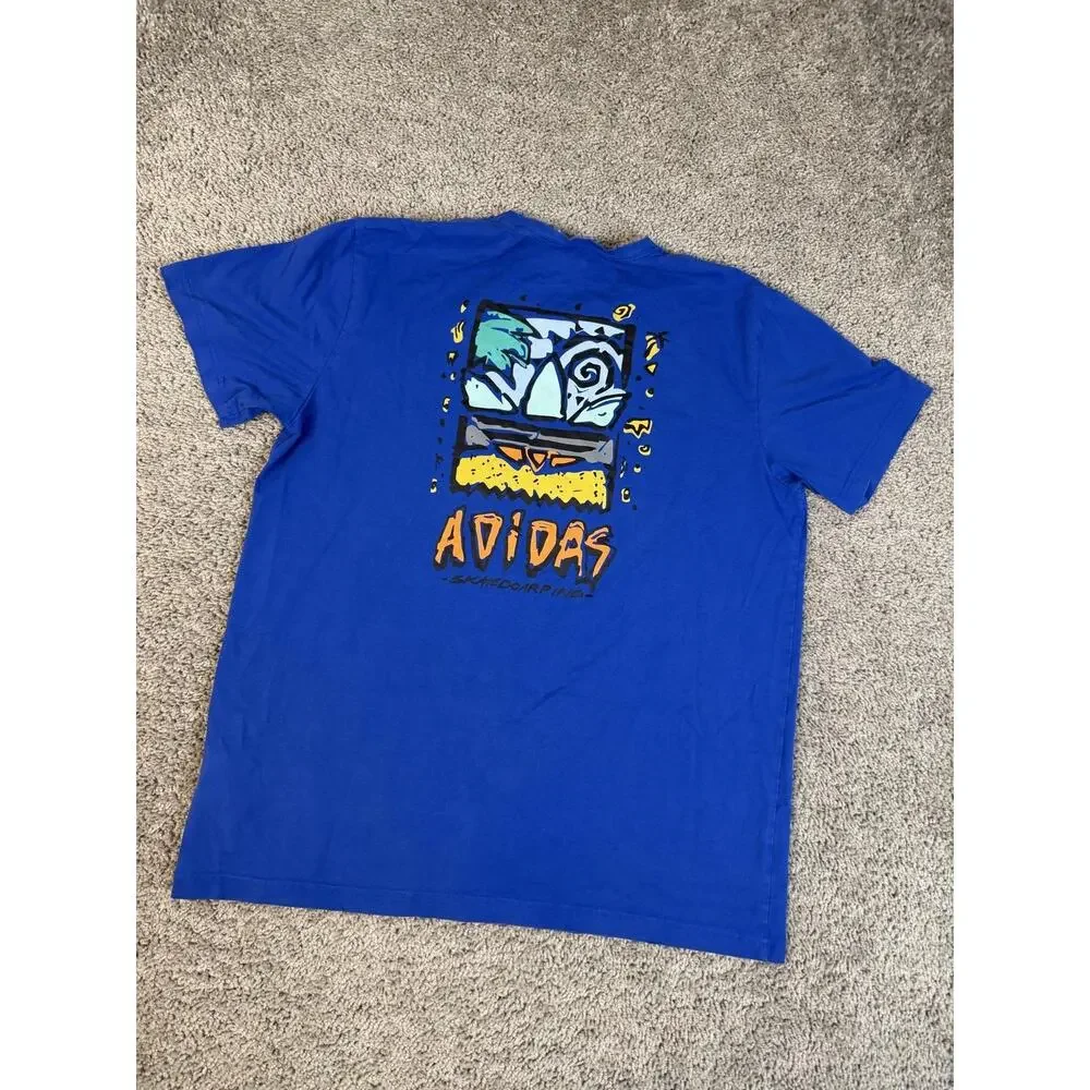 Adidas Shirt Mens XL Blue Skateboarding Graphic Crew Neck Adidas Originals